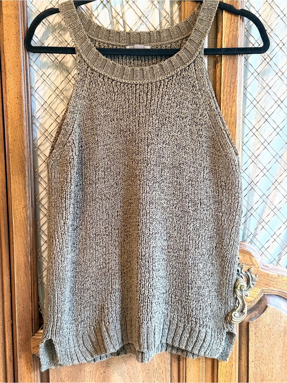 Point Sur by J.Crew Open Knit Sweater Tank Taupe SIZE MEDIUM